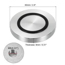 4pcs 40/50/60mm Dia Aluminum Circle Disc Glass Top Adapter M8 Round Table Feet Pad Plate Hardware with Anti-Slip Rubber Ring