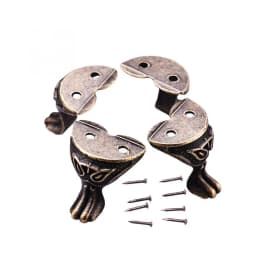 4Pcs Furniture Leg Antique Alloy Box Wood Case Decorative Feet Leg Corner Furniture Part Durable Patas Para Mueble