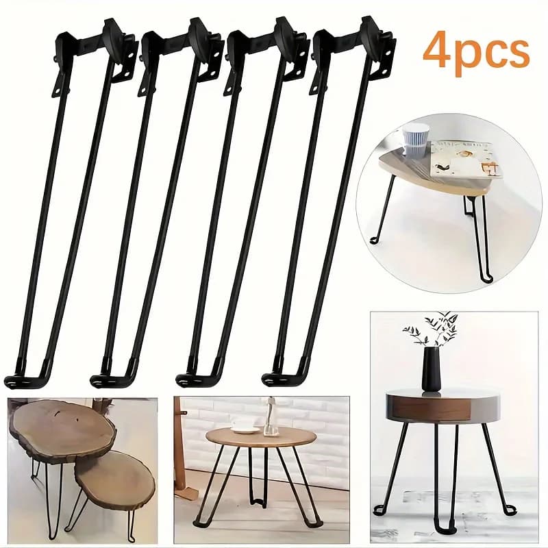 Heavy-Duty Collapsible Metal Hair Pin Table Legs Pads for DIY Projects and Home Furniture - Sturdy, Foldable, Assemble 