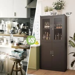 Fashion 71" Locking Display Cabinet with 2 Adjustable Shelves 4-Tier Tall Steel Cabinet, Metal Storage Cabinet with Glass Doors