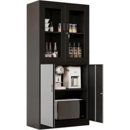 Fashion 71" Locking Display Cabinet with 2 Adjustable Shelves 4-Tier Tall Steel Cabinet, Metal Storage Cabinet with Glass Doors
