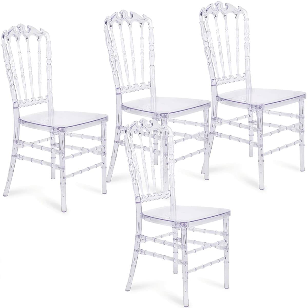 24pcs)Acrylic Transparent Crown Chiavari Crystal Dining Chairs for Wedding