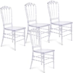 24pcs)Acrylic Transparent Crown Chiavari Crystal Dining Chairs for Wedding