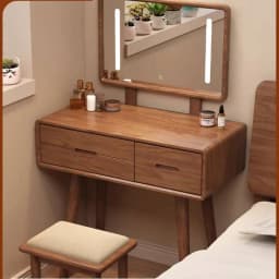 Brown Simple Vanity Table Dest Storage Drawer Solid Wood Makeup Vanity Desk Mirror Modern Coiffeuse De Chambre Furniture Home