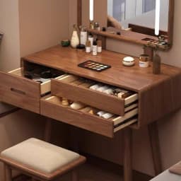 Brown Simple Vanity Table Dest Storage Drawer Solid Wood Makeup Vanity Desk Mirror Modern Coiffeuse De Chambre Furniture Home