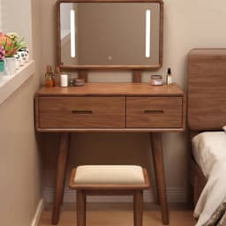 Brown Simple Vanity Table Dest Storage Drawer Solid Wood Makeup Vanity Desk Mirror Modern Coiffeuse De Chambre Furniture Home