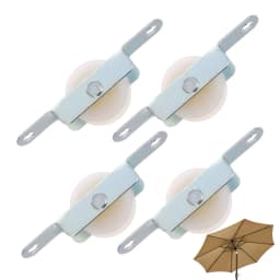 4pcs Patio Umbrella Rope Pulley Bracket Parasol Rope Sliding Bracket Replacement Parts Umbrella Steel Furniture Door Rollers