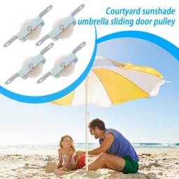 4pcs Patio Umbrella Rope Pulley Bracket Parasol Rope Sliding Bracket Replacement Parts Umbrella Steel Furniture Door Rollers