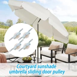 4pcs Patio Umbrella Rope Pulley Bracket Parasol Rope Sliding Bracket Replacement Parts Umbrella Steel Furniture Door Rollers