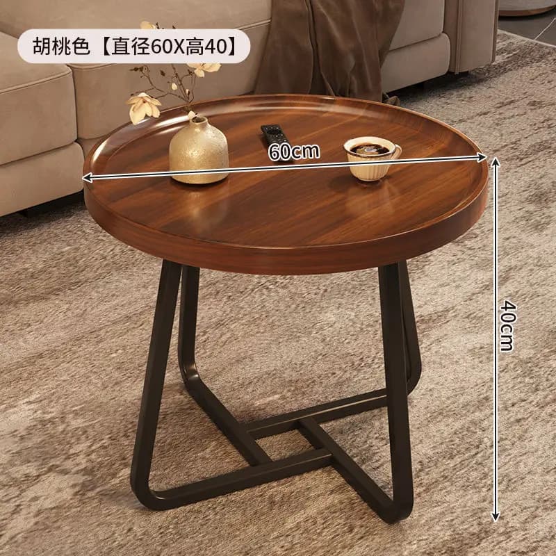 Wood Coffee table family small apartment sofa side living room tables round balcony bedroom bedside tea table shelf