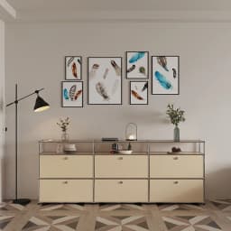 Modern Module Living Room Cabinet Stainless Steel TV Cabinet Storage Combination Sideboard Chest of Drawers Customizable Wooden