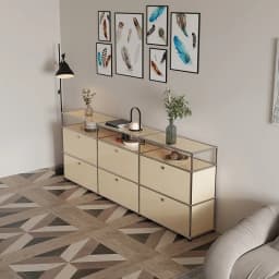 Modern Module Living Room Cabinet Stainless Steel TV Cabinet Storage Combination Sideboard Chest of Drawers Customizable Wooden