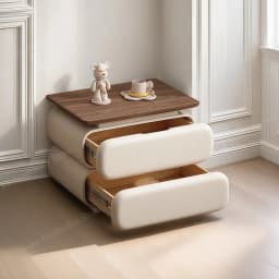 Cream Style Bedside Table Space Saving Design Trendy Simple Nightstands Storage Drawers Mesita De Noche Bedroom Furniture