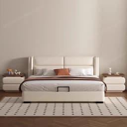 Cream Style Bedside Table Space Saving Design Trendy Simple Nightstands Storage Drawers Mesita De Noche Bedroom Furniture