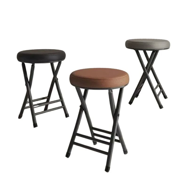 Folding Cushion Stool Chair Foldable Cafe Interior Dining Chair Space Saving Round Small Chair Home Furniture