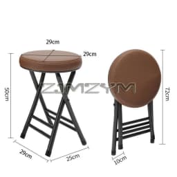 Folding Cushion Stool Chair Foldable Cafe Interior Dining Chair Space Saving Round Small Chair Home Furniture
