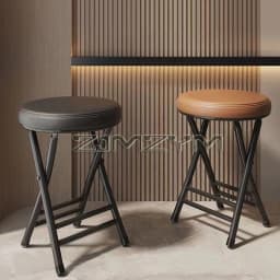 Folding Cushion Stool Chair Foldable Cafe Interior Dining Chair Space Saving Round Small Chair Home Furniture