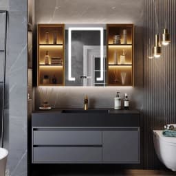 Wooden Organizer Bathroom Cabinets Wall Mounted Luxury Organiser Bathroom Cabinets Storage Mirror Armario De Banheiro Furniture