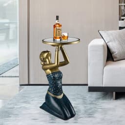 Modern light luxury living room floor to ceiling decoration Coffee Tables next to the entrance creative art home decor