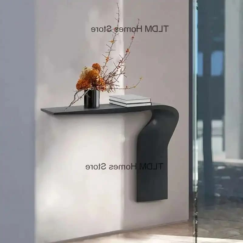 Simple Art Console Table Creative Entrance Furniture Console High-grade Special-shaped Solid Wood Wall Nordic Decorative Table E