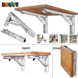 Heavy Duty 2PCS Triangle Folding Angle Shelf Bracket Stainless Steel Collapsible Shelf Bracket for Table Work Bench Wall Mounted