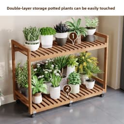 Modern Wooden Tiered Plant Stand with Wheels Multi-Level Flower Shelf for Balcony Space Saving Garden Display Rack Organizer