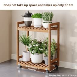 Modern Wooden Tiered Plant Stand with Wheels Multi-Level Flower Shelf for Balcony Space Saving Garden Display Rack Organizer