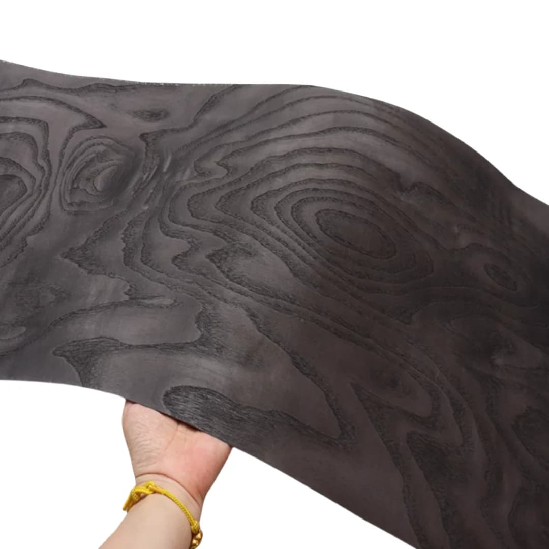 Length:2.5m Width:300mm T:0.3mm Jet Black Dyed White Ash Random Grain Solid Wood Veneer DIY Home Cabinet Door Speaker Decor