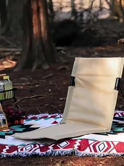 Outdoor Foldable Camping Chair Oxford Cloth Camping Floor Chair Garden Park Single Lazy Chair Backrest Cushion Picnic Back Chair