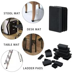 10Pcs Plastic Black Chair Feet Tube Cap Furniture Non-slip Foot Protective Pad Steel Rectangular Tube Plug Dust-Proof Foot Cover