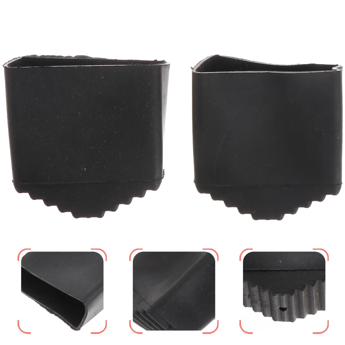 2pcs Anti Slip Ladder Feet Rubber Covers Non Skid Pads Furniture Legs Stairs Accessories Foot Caps Black Color