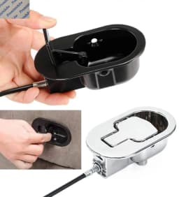 1Pc Zinc Chrome Black Recliner Release Pull Handle With Cable
