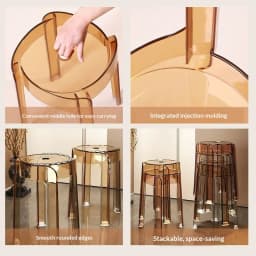 Transparent Household Thickening Stool Portable And Durable Multifunctional Round Stool with Extended Stool Legs