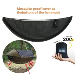 Quick Opening Travel Hammock, Bottom Mosquito Cover, Outdoor Camping, Detachable Mosquito Net