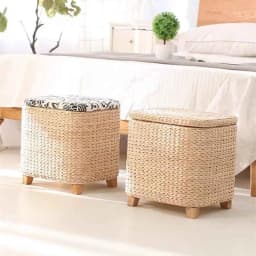 Handmade Straw Woven Stool, Porch Shoe Changing Stool, Living Room Sofa Footstool, Creative Storage Stool, Modern Furniture Seat