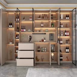 Large Modern Kitchen CabinetHutch Storage Sideboards Freestanding Kitchen Pantry with Glass Doors and Drawers Sideboard Buffet