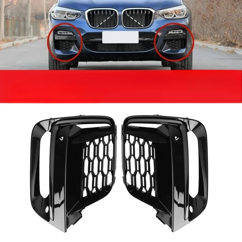 B-M 1Pair Front Bumper Fog Light Grille Frame For BMW X3 G01 X4 G01 G02 G08 18-2020 Exterior Cover (With Fog Lamp Hole)