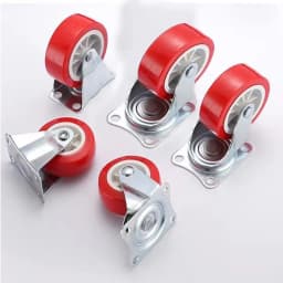 2 ⁄ 4 Quiet Small Casters, Universal Wheels, 1.97' Rotating Casters, Red Fixed Wheels, for Wheelbarrows, Furniture Project Carts
