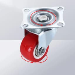 2 ⁄ 4 Quiet Small Casters, Universal Wheels, 1.97' Rotating Casters, Red Fixed Wheels, for Wheelbarrows, Furniture Project Carts