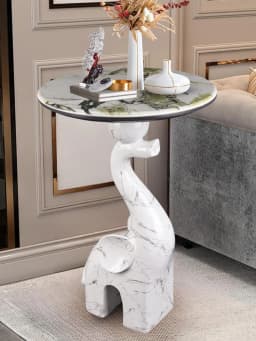 Home Decor Elephant Statue Side Tables Living Room Round Tea Table Bedroom Bedside Table Creative Animal Sculpture Coffee Tables