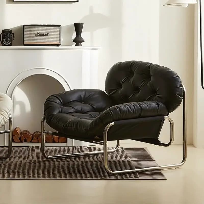 Single Sofa Chair Minimalist Light Luxury Living Room Lazy Casual Cream Medieval Bauhaus Style Retro Chair