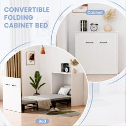 Nordic Bed Cabinet, Folding Roll Away Beds with Mattresses for Adult, Pull Out Chest Daybed, Guest