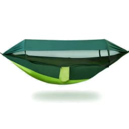 Double Hammock Outdoor Anti-Rollover with Mosquito Net Portable Nylon Camping Swing Bed & Sun Shelter for Backyard/Beach/Travel