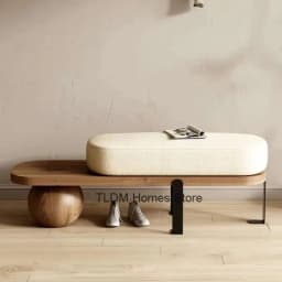 Modern Creative Ottomans Solid Wood Bench Living Room Furniture Home Door Shoe Change Stool Entrance Bedroom Bedside Pouf Stools