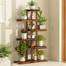 L # Reinforced 52" Tall 6 Tier Wood Plant Stand Corner Shelf Flower Rack Garden Home