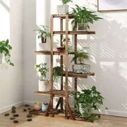 L # Reinforced 52" Tall 6 Tier Wood Plant Stand Corner Shelf Flower Rack Garden Home