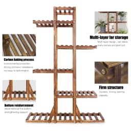 L # Reinforced 52" Tall 6 Tier Wood Plant Stand Corner Shelf Flower Rack Garden Home