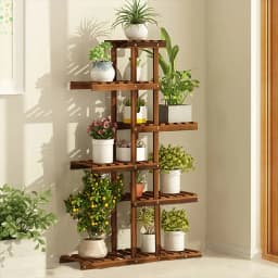 L # Reinforced 52" Tall 6 Tier Wood Plant Stand Corner Shelf Flower Rack Garden Home