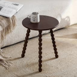 Mid-Century Coffee Table Small Round Side Tables for Sofa Rubber Wood End Tables Vintage Accent Table for Living Room Home Decor