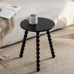 Mid-Century Coffee Table Small Round Side Tables for Sofa Rubber Wood End Tables Vintage Accent Table for Living Room Home Decor